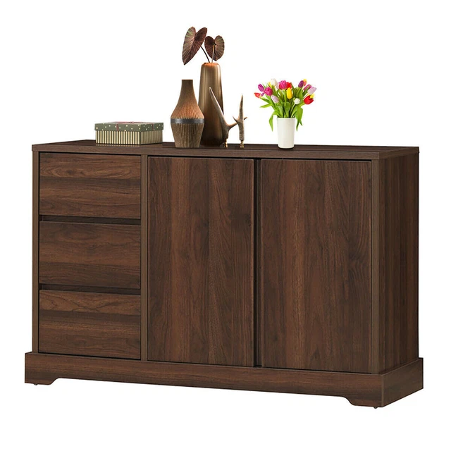 Gymax Buffet Sideboard Cupboard Cabinet Console Table W/ 3 Drawers And