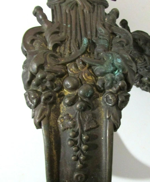 Pair Antique Bronze Curtain Tie Backs - Wheatsheaf - 1844 - England 3