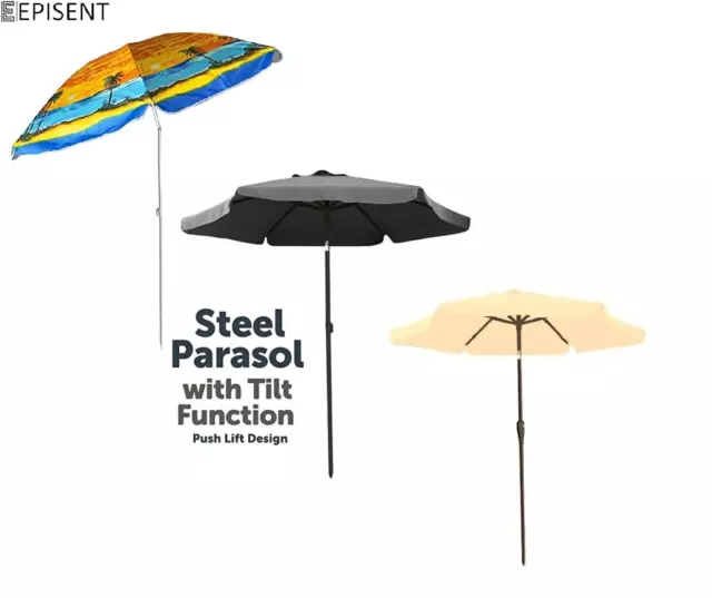 Parasol Umbrella 1.8m/ 2m Patio Garden Outdoor UV Protection Sun Shade