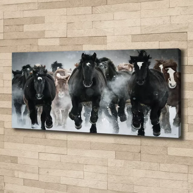 Cuadros Modernos Sobre Lienzo Para el Salón 125x50 Caballos en un galope