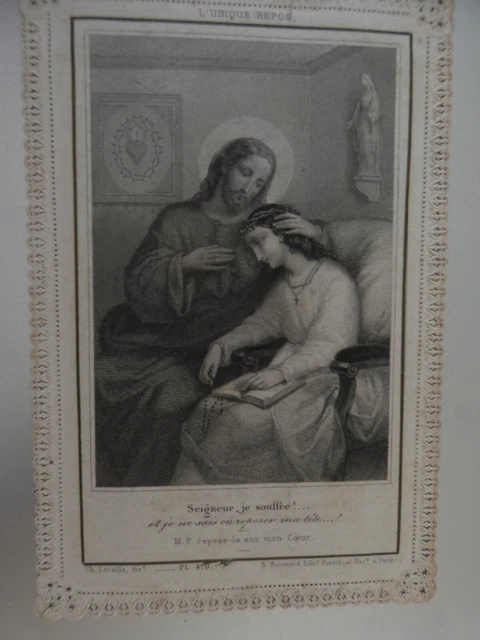 Image Pieuse Ancienne – Canivet En Dentelle – Enveloppe En Dentelle – Texte Manuscrit