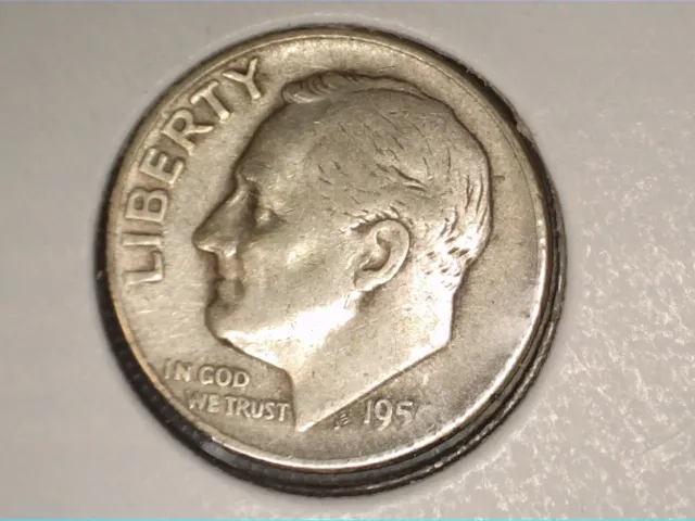 1950s Roosevelt dime 90% silver - circulated condition 