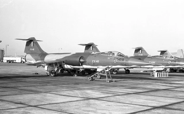 31 Sqn, 10 FW, BAF, F-104G Starfighter, FX-46 at Leuchars, 71 - original B&W neg