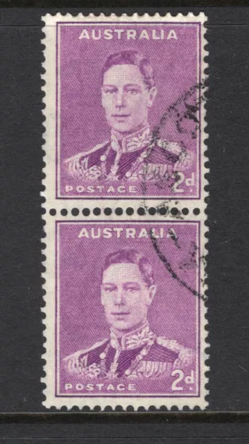 M22895 Australia 1942 SG185a KGVI: 2d bright purple in coil pair FU, Cat £75