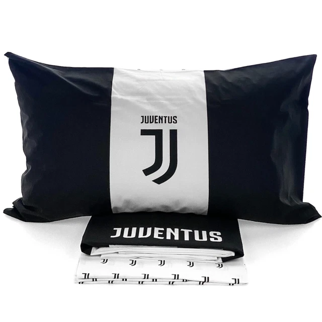 Set Copripiumino Juventus FC Ufficiale - Singolo, Nero/Bianco, 100% Cotone, 200x135cm