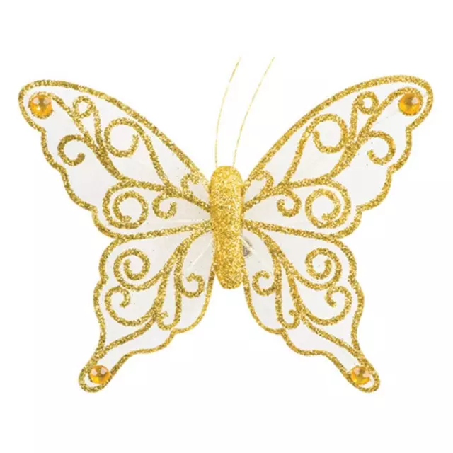 Decorative Butterflies Glitter Jewelled Clip-on Butterfly 80mm -120mm - Free P&P