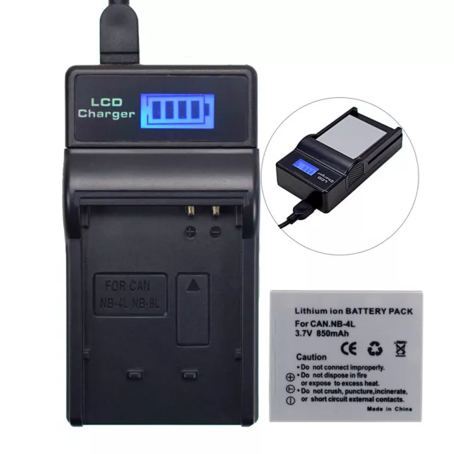 NB-4L NB4L 3.7V Digital Li-ion Battery Pack For Canon Camera or SLIM USB Charger 3