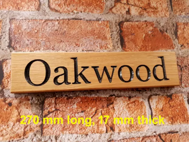 Personalised Oak House Sign, Carved, Custom Engraved Outdoor Wooden Name Plaque 2