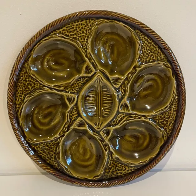 St Clements France Ceramic Majolica Oyster Lemon Serving Plate 4589 Vintage