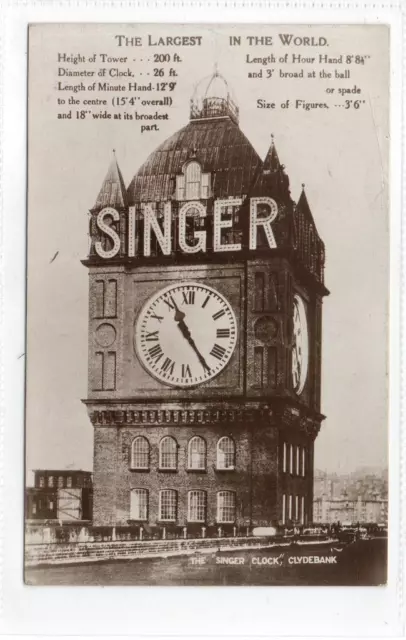 THE "SINGER CLOCK", CLYDEBANK: Dunbartonshire postcard (C79350)