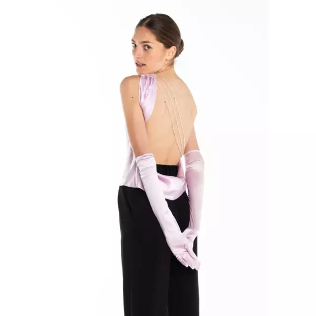 The Bar Revolve Silk Gloves Long Above Elbow Womens Formal Evening Purple Lilac