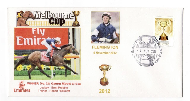 2012 Melbourne Cup Horse Racing Green Moon Win Flemington pmk Envelope