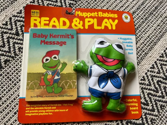 Vintage Muppet Babies Read & Play Kermit Book Doll - 1989 The Muppets Jim Henson