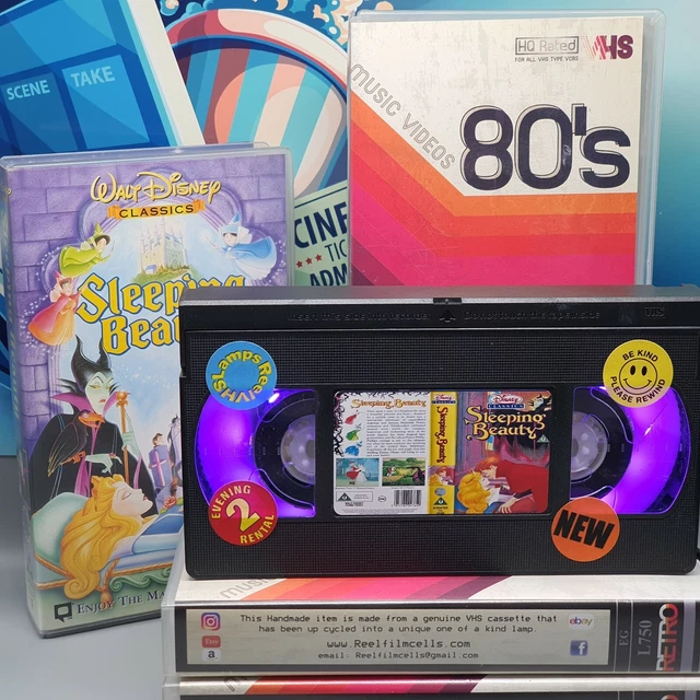 SLEEPING BEAUTY, CLASSIC Retro VHS Tape Night Light, table lamp