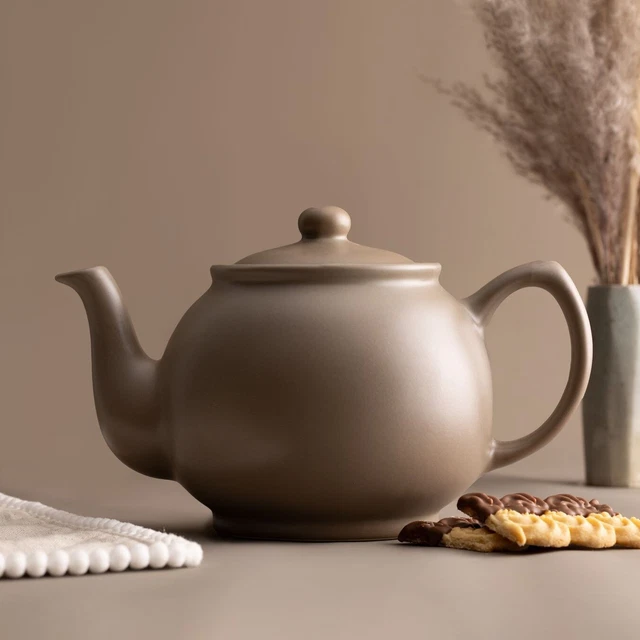 Teekanne STEINZEUG Kaffeekanne Teekessel Retro Vintage Taupe 1,1 l