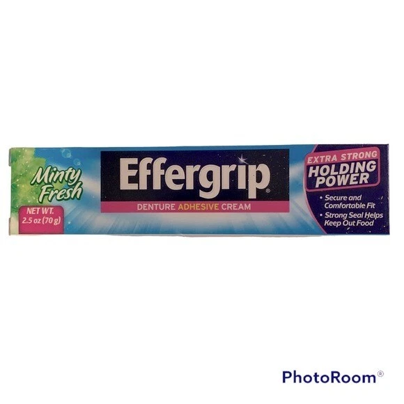 2 x Effergrip Denture Adhesive Cream Minty Fresh 2.5 oz