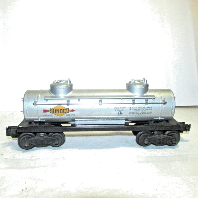 Lionel O O27 Gauge Sunoco Double Dome Silver Oil Tanker Tank Car 6465  Vintage