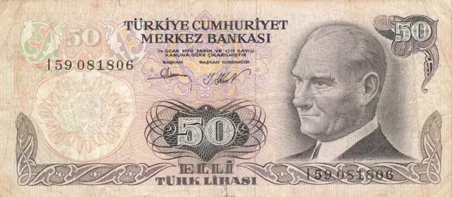 Türkei Turkey 50 Lira L.1970 (1976) gebraucht -Serie I-