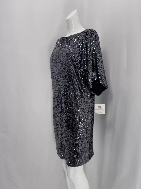 Donna Morgan Black Sequin Tunic Dress Size 6 NWT 2