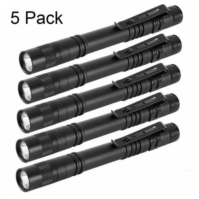 5PCS XPE-R3 LED Flashlight Clip Mini FlashLight Penlight Portable Pen Torch L#DC