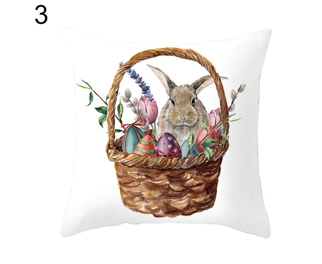 Easter Cartoon Rabbit Bicyle Throw Pillow Cover Case Cushion Home Sofa Car De...