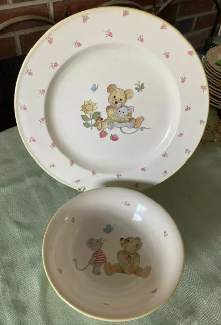 Mikasa Teddy Kids Set Plate and Bowl Teddy Bear    Mouse Strawberries Set