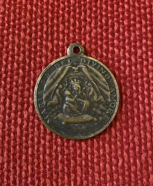 Medaglia religiosa in bronzo Maria S.S. Madre del Divino Amore - Cuore Gesu'