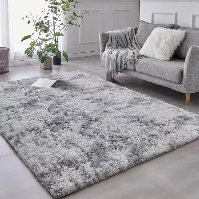 Large Shaggy Fluffy Rugs Anti-Slip Super Soft Mat Living Room Bedroom Carpet UK