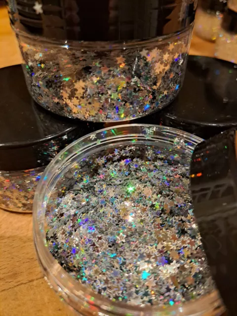 KJ Kustoms "Star Boy Holo" Holographic Metal Flake Stars 0.125" 1oz Jar