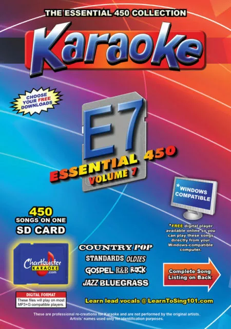 Karaoke Chartbuster Essential 450 Songs SD-Card Vol-7 Country,Standars,R&B,Rock