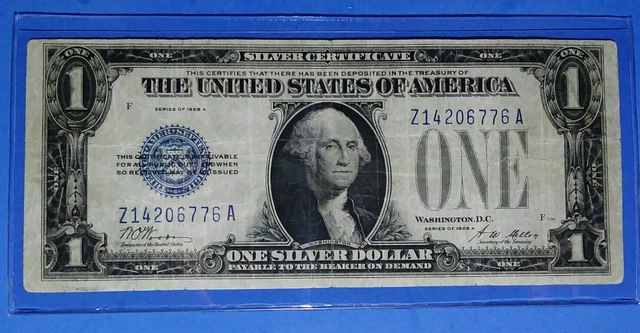 Fr.1601, 1928 A $1 Silver Certificate ! Funny Back! Vf.circ. ! Old Us ! Nice !