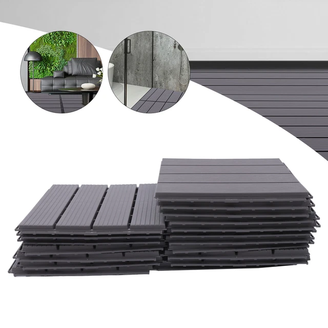 22PCS PLASTIC Composite Patio Deck Tiles 12”x12” Interlocking Decking
