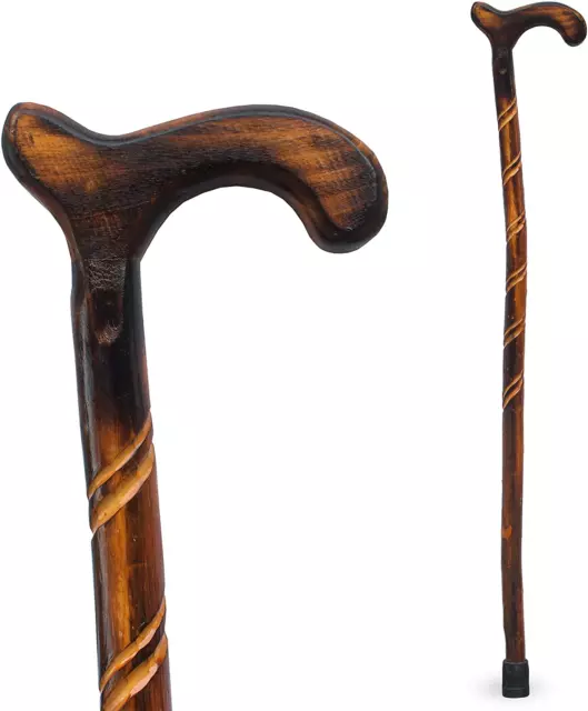 Handmade Ergonomic Walking Cane for Men and Women - Stylish Derby Oak Wood  Cane - Cool Walking Stick #1 Walnut