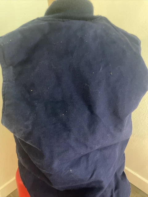 Vintage 1989 Carhartt Blue Work Vest Insulated Quilted Zip Made In USA 10