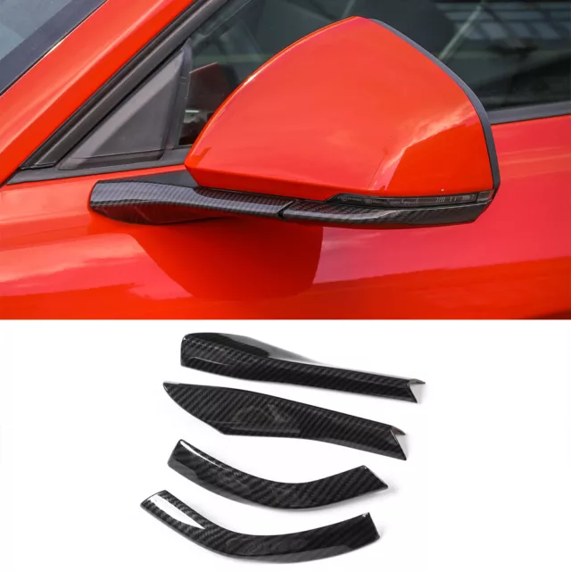 Side Rearview Mirror Cover Trim Decor Strip for Ford Mustang 2015+ Carbon Fiber