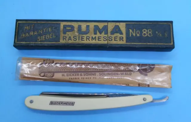 Rasiermesser PUMA No.88 4/8" Biedermeier Solingen H.Eicker unbenutzt wie neu OVP