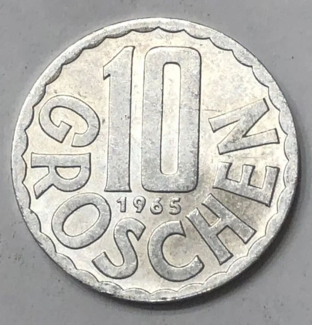 1965  Austria - 10 Groschen Coin