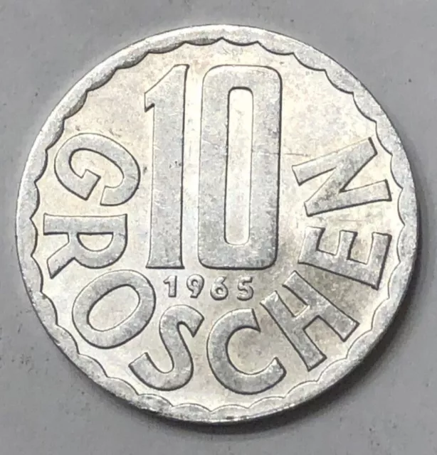 1965  Austria - 10 Groschen Coin