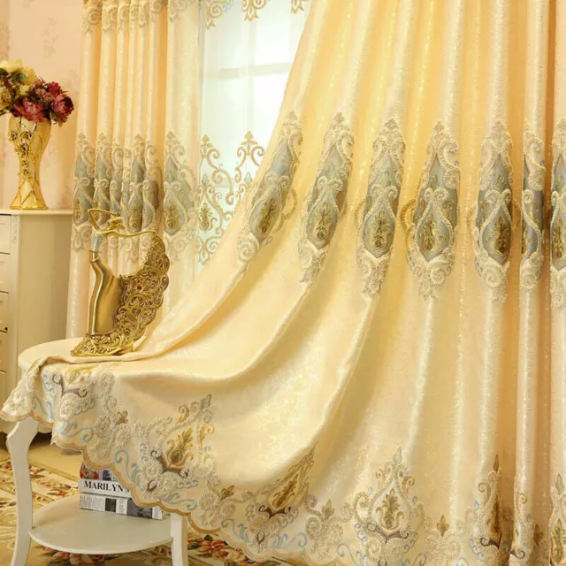 Luxury European Solid Embroidered Gauze Sweat Cloth Blackout Curtain Tulle