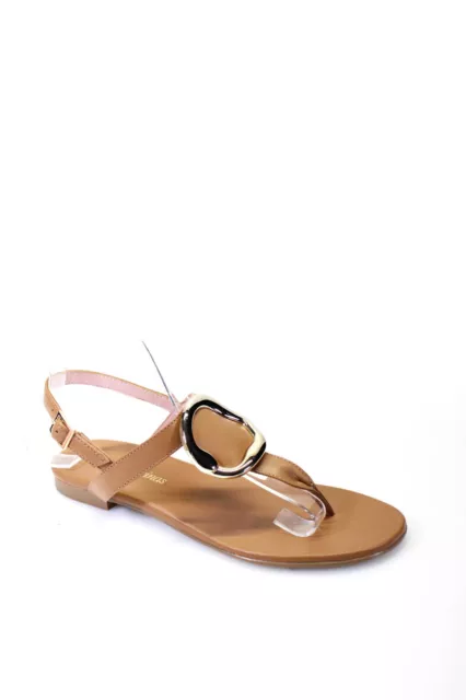 Pretty Ballerinas Womens Judy Flat Leather Ring T Strap Sandals Tan Size 38 8