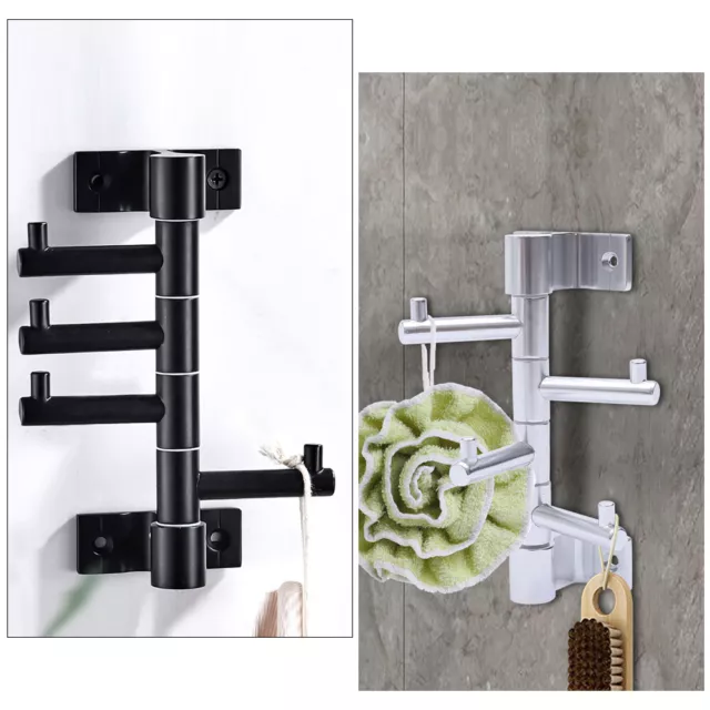 Wall Mount Key Bag Towel Hook Rack Holder Swing Arm Coat Robe Hat Clothes Hanger