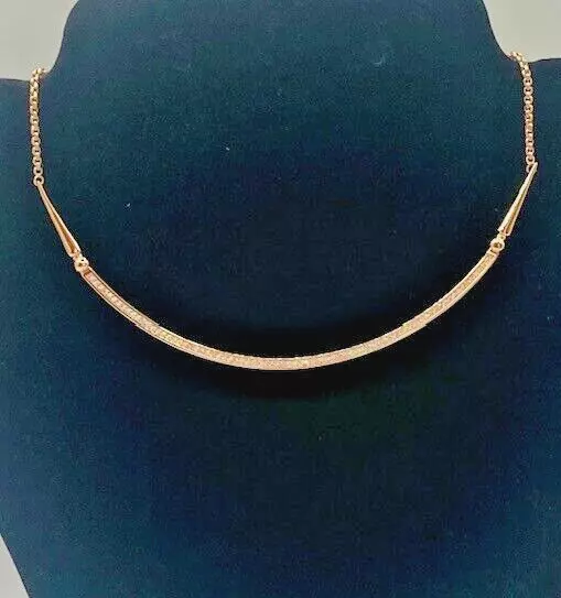 Kendra Scott Scottie Pendant Adjustable Choker Necklace Rose Gold Clear CZs New