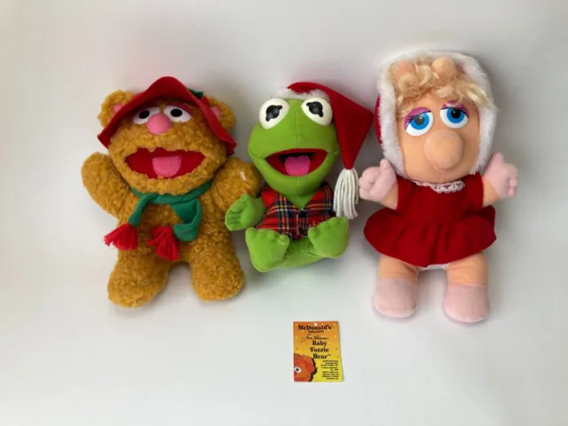 Vintage McDonalds 1987 Christmas Muppet Babies Fozzie Kermit Ms.Piggy Plush Set