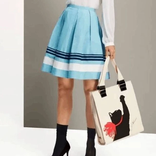 Jason Wu for Target Skirt 8 Pleated Canvas High Waist Blue Cotton A-Line Skater