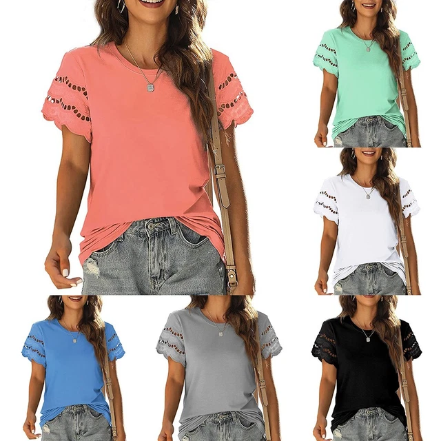 Top Camicia Donna Donna Casual Crew Collo Pizzo. Cava Donna S-XXL
