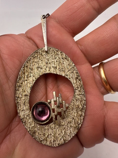 Pendentif Brutaliste étoile En Acier Formé De Clous à Ferrer - Bijou Ancien D'artiste - Longueur 8cm