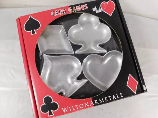 Wilton Armetale Pewter USA Made Game Table Ware Spade, Heart, Diamond & Club NEW