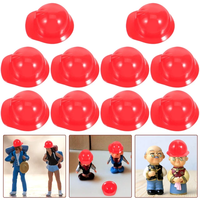 10pcs Adorable Toy Small Doll Decor Miniature Construction Hat Helmet Decor