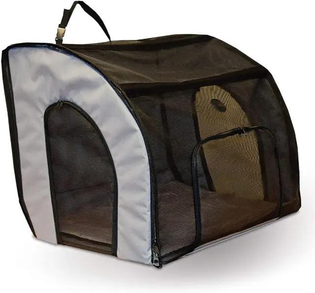 K&H Pet Products Travel Safety Carrier for Pets, Dog Crate for Car Gray/Black Me