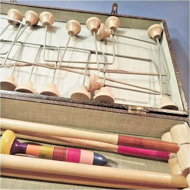 : COFFRET JEU CROQUET DE JARDIN & SALON EN BOIS @ Jouet ancien